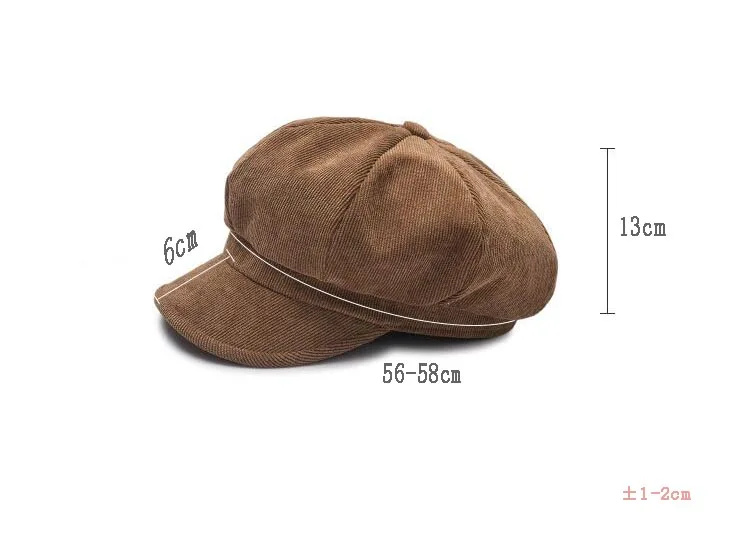 Унисекс восьмиугольная шапка для женщин Зимняя Вельветовая ткань Gorras Planas Мужская Newsboy кепки Женские однотонные шапки для мужчин береты