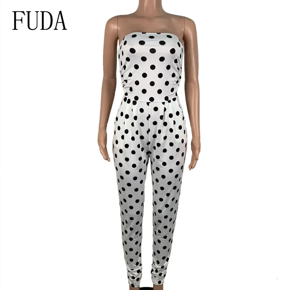 FUDA Elegant Bodysuits Women Summer Fashion Polka Dot Holiday Slim Bodycon Long Jumpsuits Sexy Backless Strappy White Playsuits FUDA Elegant Bodysuits Women Summer Fashion Polka Dot Holiday Slim Bodycon Long Jumpsuits Sexy Backless Strappy White Playsuits