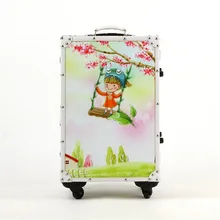 2016 new Female / male PU leather handbag bags 20/24 inch trim / rivets white caster trolley suitcase hot free shipping