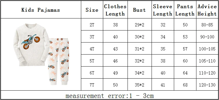 Новая Пижама для мальчиков из 2 предметов, Детская Пижама с мотоциклом Пижама для детей возрастом от 2 до 8 лет, комплекты детской одежды для девочек, хлопок, рукав