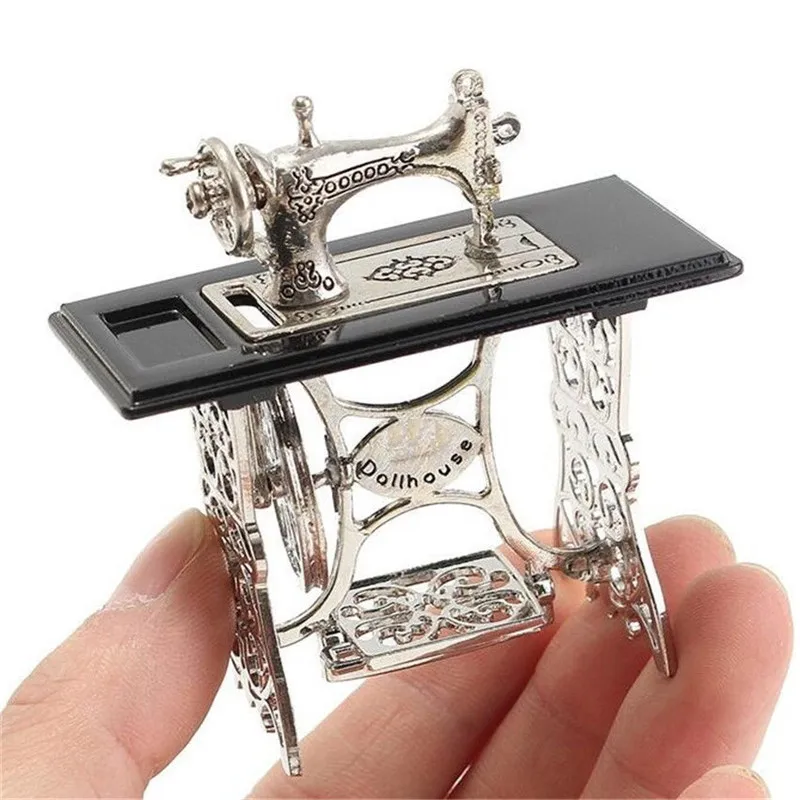 1/12 Dollhouse Miniatures Furniture Vintage Silver Sewing Machine Table Metal | Дом и сад