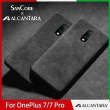 SanCore Phone Case for ONE PLUS 7/7 PRO Case LOGO Customed ALCANTARA Business TPU Phone Bag Luxury Cellphone Back Cover MAN