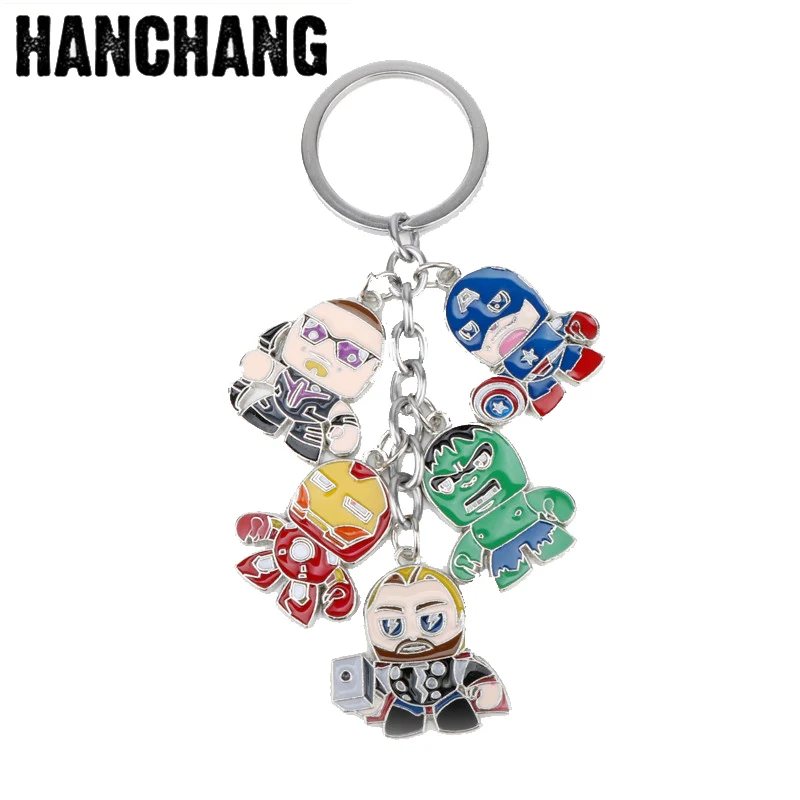 

Cute Cartoon The Avengers Keychain Marvel Character Captain America Shield Hulk Iron Man KeyChain Car Keyring Chaveiros