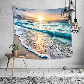 

Sunset Seascape Polyester Tapestry Home Decor Indian Mandala Wall Hanging Thin Yoga Matt Table Cloth Tapestry Beach Towel