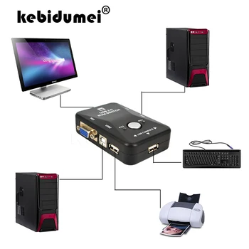 

kebidumei High Quality USB KVM Switch Switcher 2 Port VGA SVGA Switch Box USB 2.0 Mouse Keyboard 1920*1440