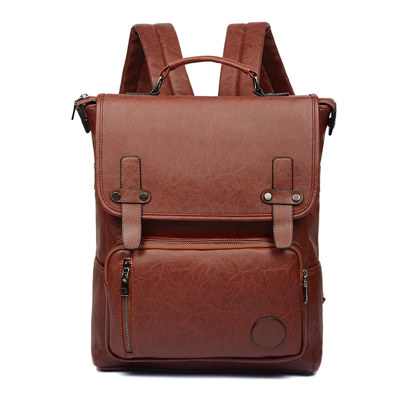 New Vintage Men Backpacks Fashion High Quality Leather Male Korean