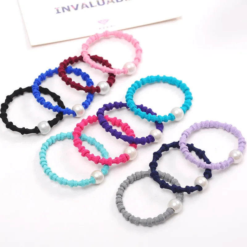 

Elastic Hair Bands Cute Headband Pearl Hairband Rubber Band Solid Candy Color Scrunchy Korean Fashion Hair Accessories 10Pcs/Lot