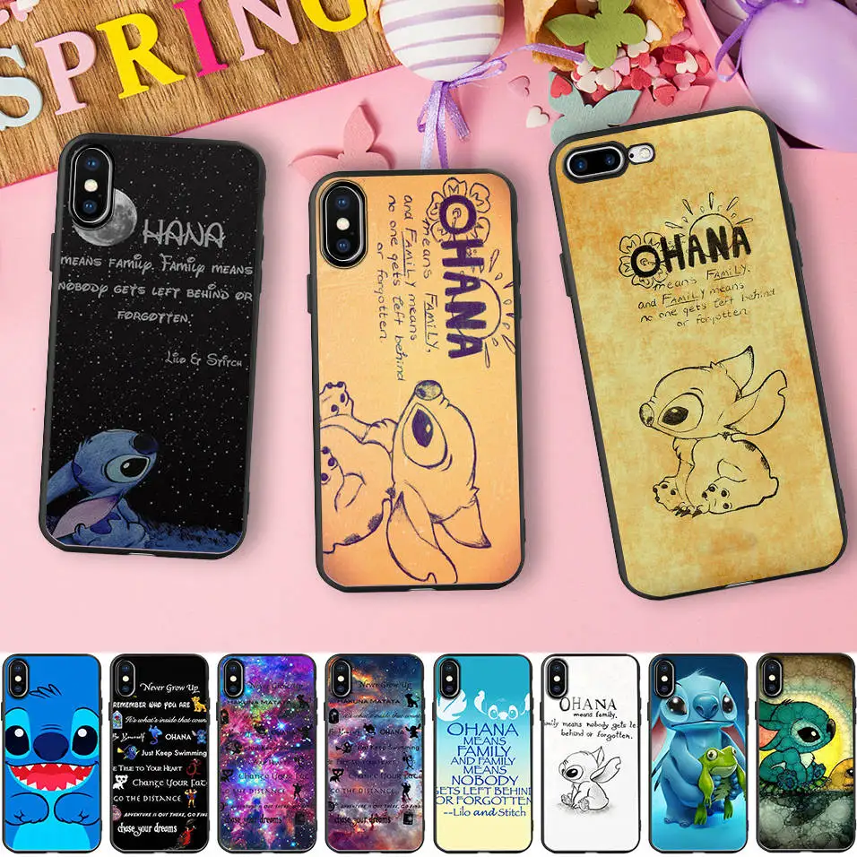 

Soft Silicone Phone Case for iPhone X 5 S 5S XR XS Max 6 6S 7 8 Plus Cover Lilo Stitch Ohana Funda Capinha de Celular