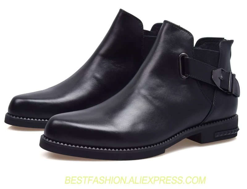 

Fashion Genuine Leather Man Round Toe Chelsea Riding Ankle Boots Men's Cowboy Martin Shoes