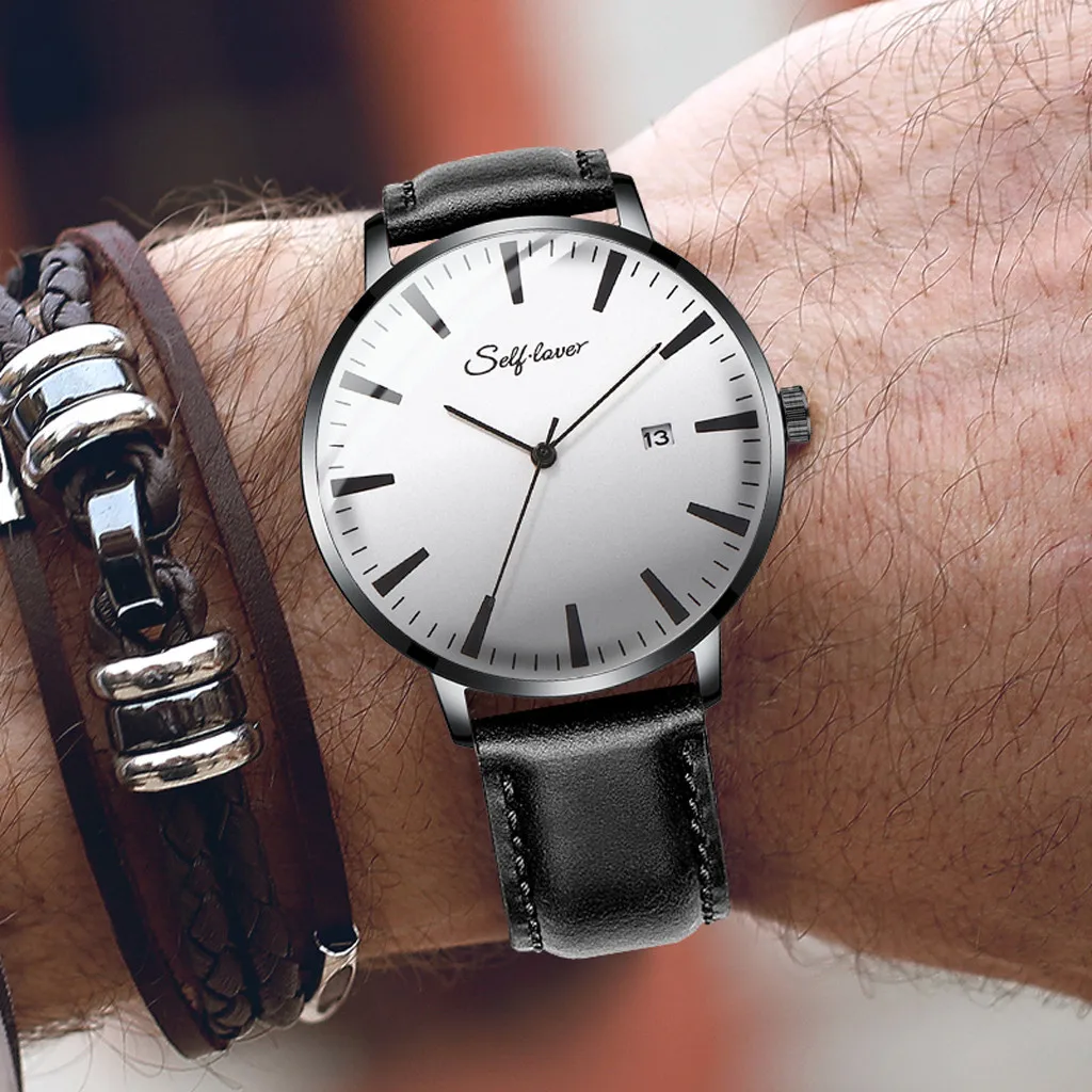 

Mens Wristwatch Quartz Sport Strap Complete Calendar Watches horloges mannen montre homme 2019 luxe de marque erkek saati