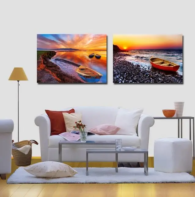 Natural Scenery Small Boat Oil Painting Decoration Canvas