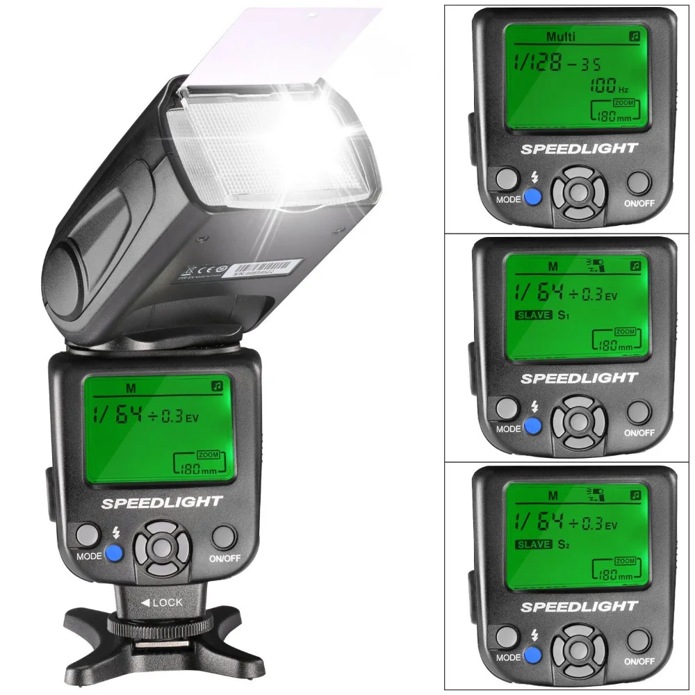 Neewer NW620(GN58) ЖК дисплей Speedlite вспышка для Canon Nikon Panasonic Olympus со стандартным горячим