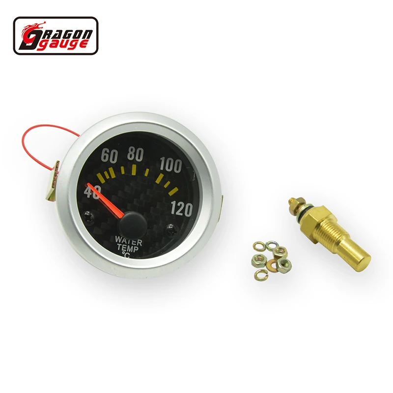 

Dragon gauge 52mm Auto Car carbon Tattoos brand white background light 40-120 Celsius Water temp gauge meter