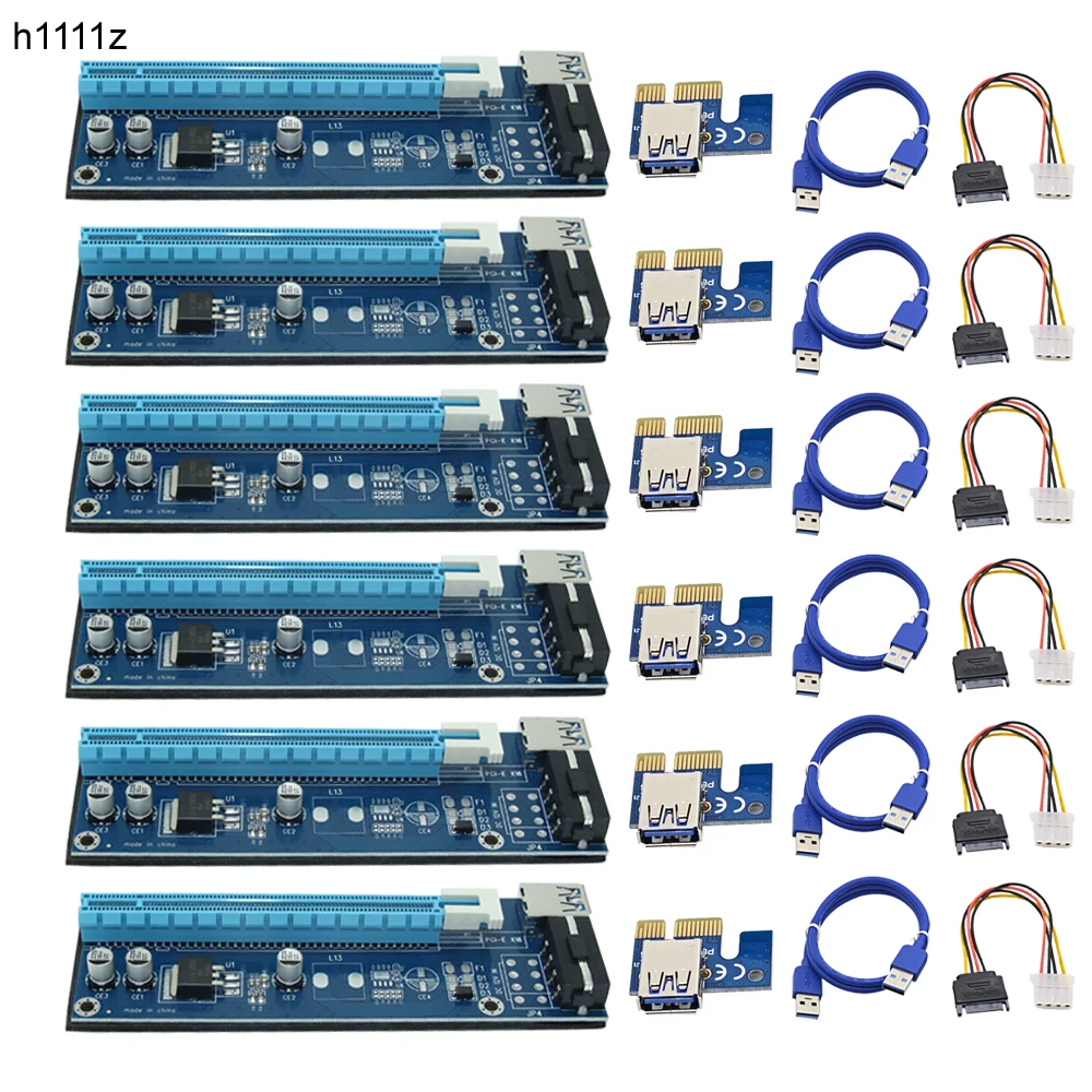 6pcs USB 3 0 PCI E Riser Express 1X 4x 8x 16x Extender Riser Adapter Card