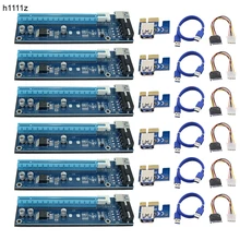 6 шт. USB 3.0 pci-e riser Express 1x 4x 8x 16x Extender Райзер адаптер карт SATA 15pin штекерным 4PIN мощность кабель для добычи Bitcoin