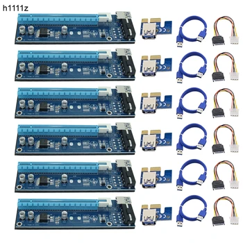 

6pcs USB 3.0 PCI-E Riser Express 1X 4x 8x 16x Extender Riser Adapter Card SATA 15pin Male to 4pin Power Cable for Bitcoin Mining