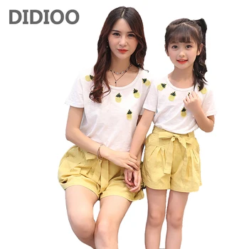 

Mom & Daughter Pineapple Clothing Sets Girls Women Cotton Tops & Shorts Suits 3 5 7 9 12 Years Clothes Sets Parent-child Outfits
