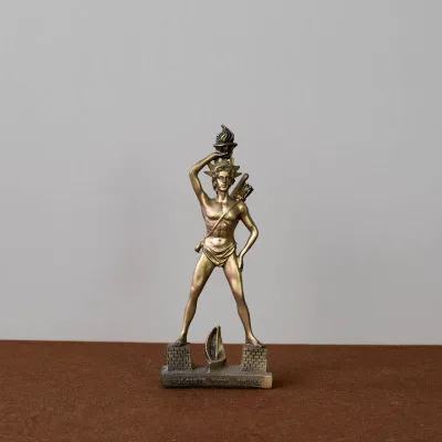 

Greek tourist souvenir statue sun god of Rhode Island is decorated with European figures lovers merry christmas home
