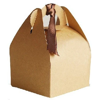 

10*10*14.5cm Kraft Paper box cake paper box gift box portable handle box.100piece/lot