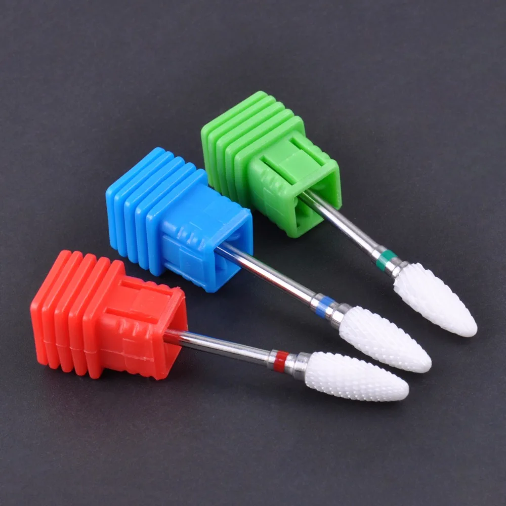 

3Pcs/Set Biutee Ceramic Drill Bit Nails 3/32" White Ceramic Burr Bits For Manicure Professional Nail Tools Coarse Medium Fine