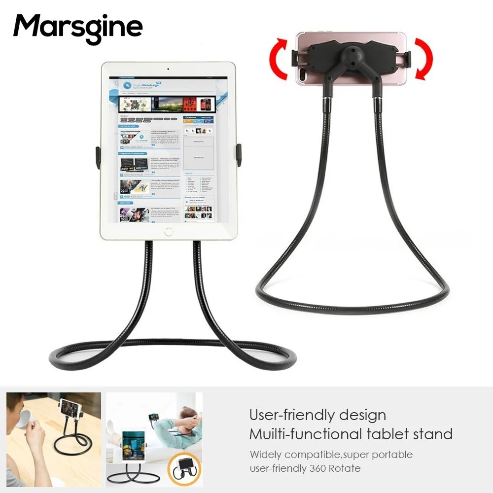 

Hanging Neck Type Tablet Stand Lazy Bracket Foldable 360 Degree Rotatable Tablet Holder Mount Bracket Marsgine