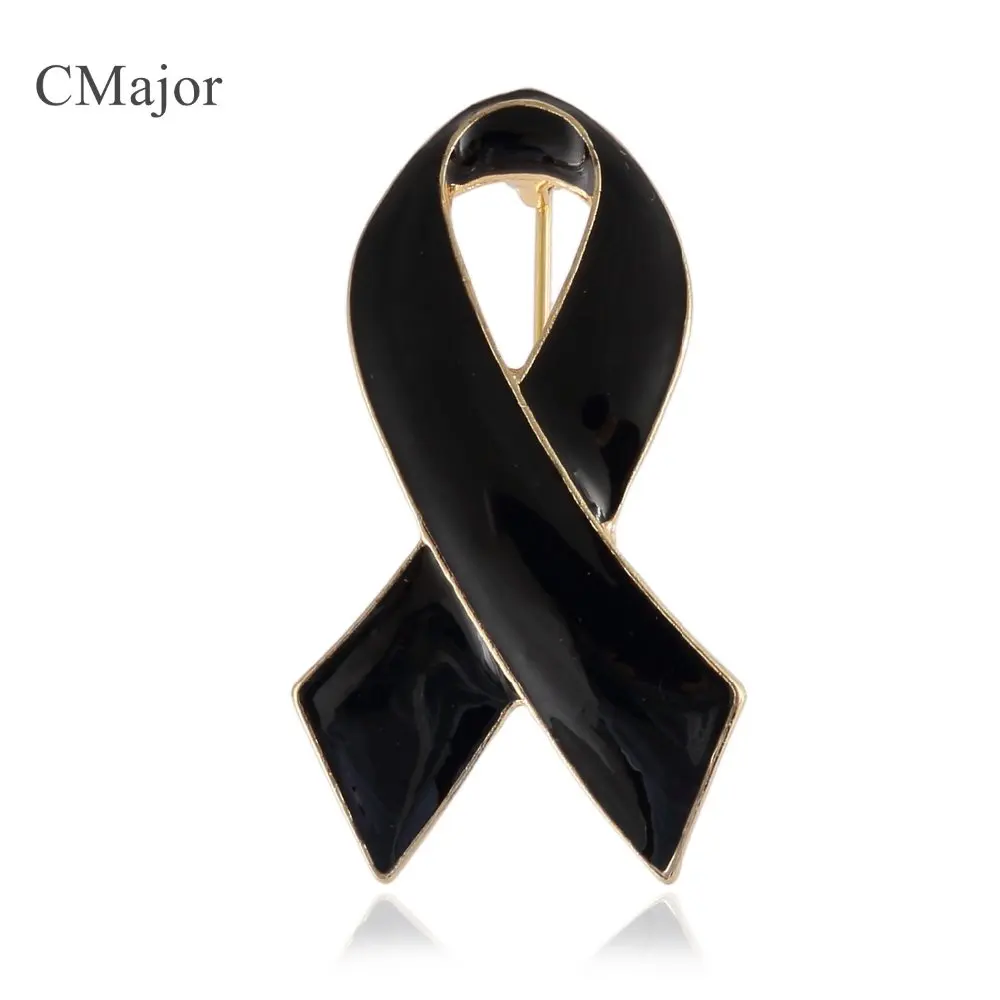 CMAJOR 2*4cm Black Ribbon Pin Remembrance Memorial Enamel Brooch Badge ...