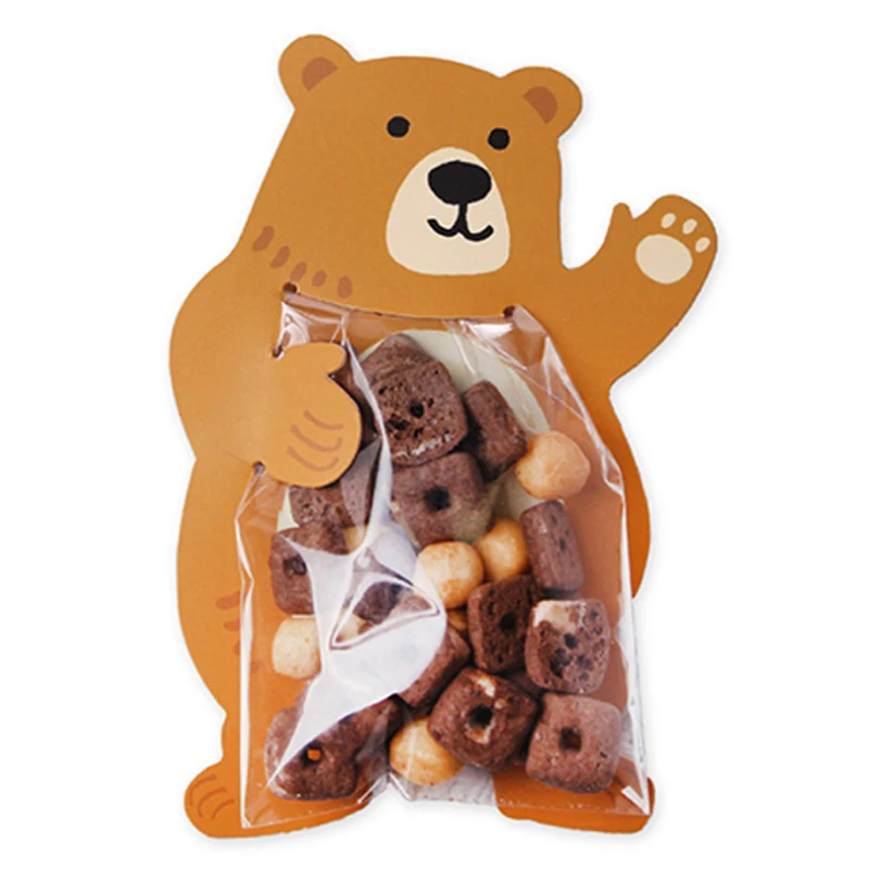 10pcs/lot Candy Box Bear Greeting Cards Birthday Party Animal Popular Baby Shower Rabbit Gift Bags Candy Bags Cute Cookie Bags