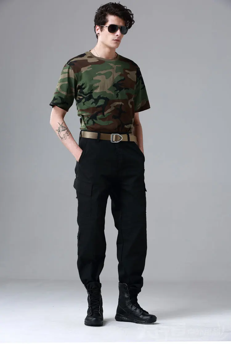 Для мужчин камуфляж Cargo Tactical Брюки Новый 2018 Весна SWAT Pantalon Homme сплошной в стиле милитари брюки Для мужчин Мульти карман брюки