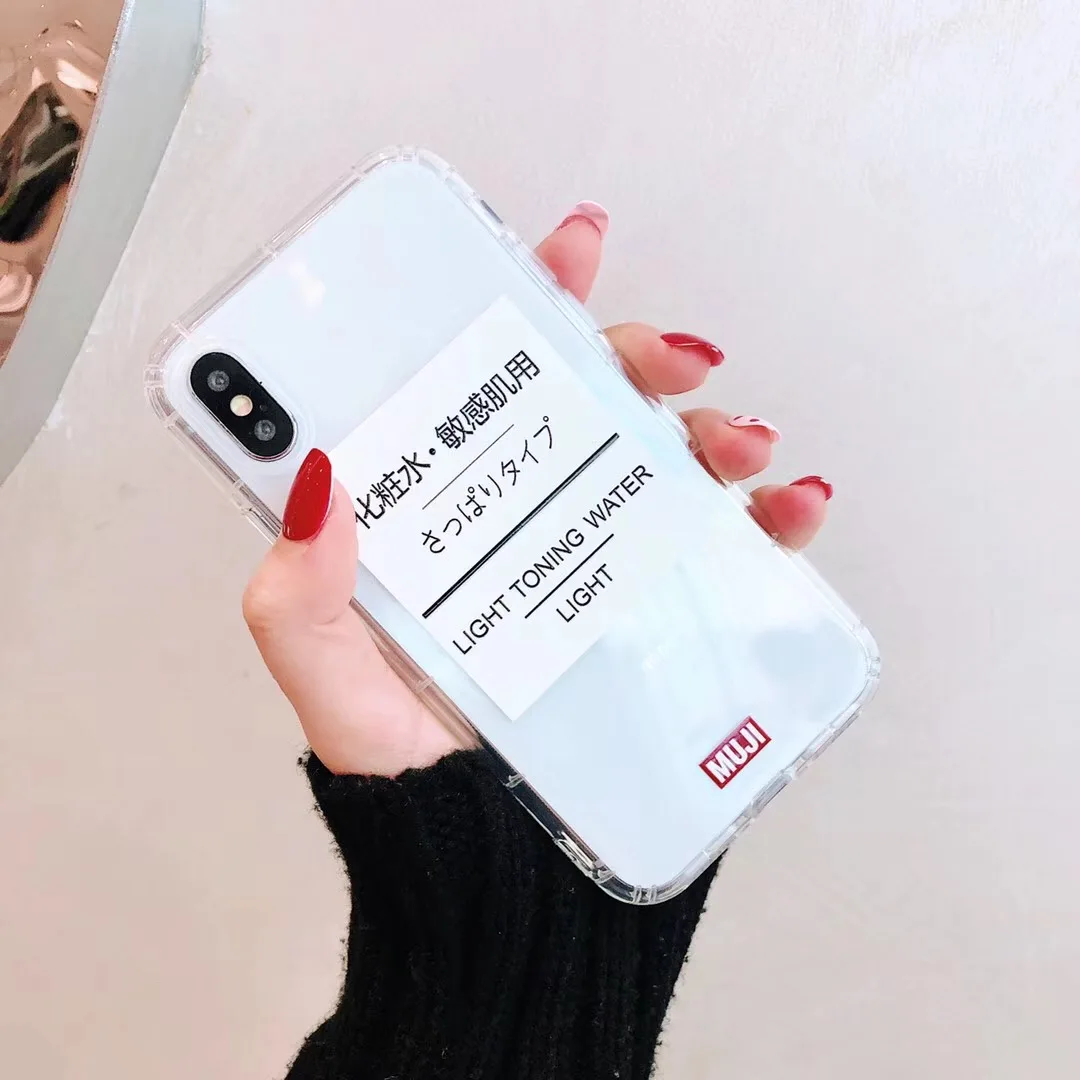 Ins японский простой бренд MUJI label phone Чехол для iPhone 6 6s Plus 7 7 Plus 8 8 Plus X XS XR XS Max прозрачный мягкий чехол из ТПУ