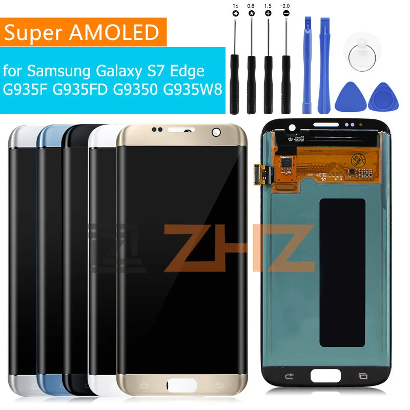 

Amoled For SAMSUNG GALAXY S7 edge lcd display Touch Screen Digitizer assembly LCD digitizer G935 G935F with frame repair parts
