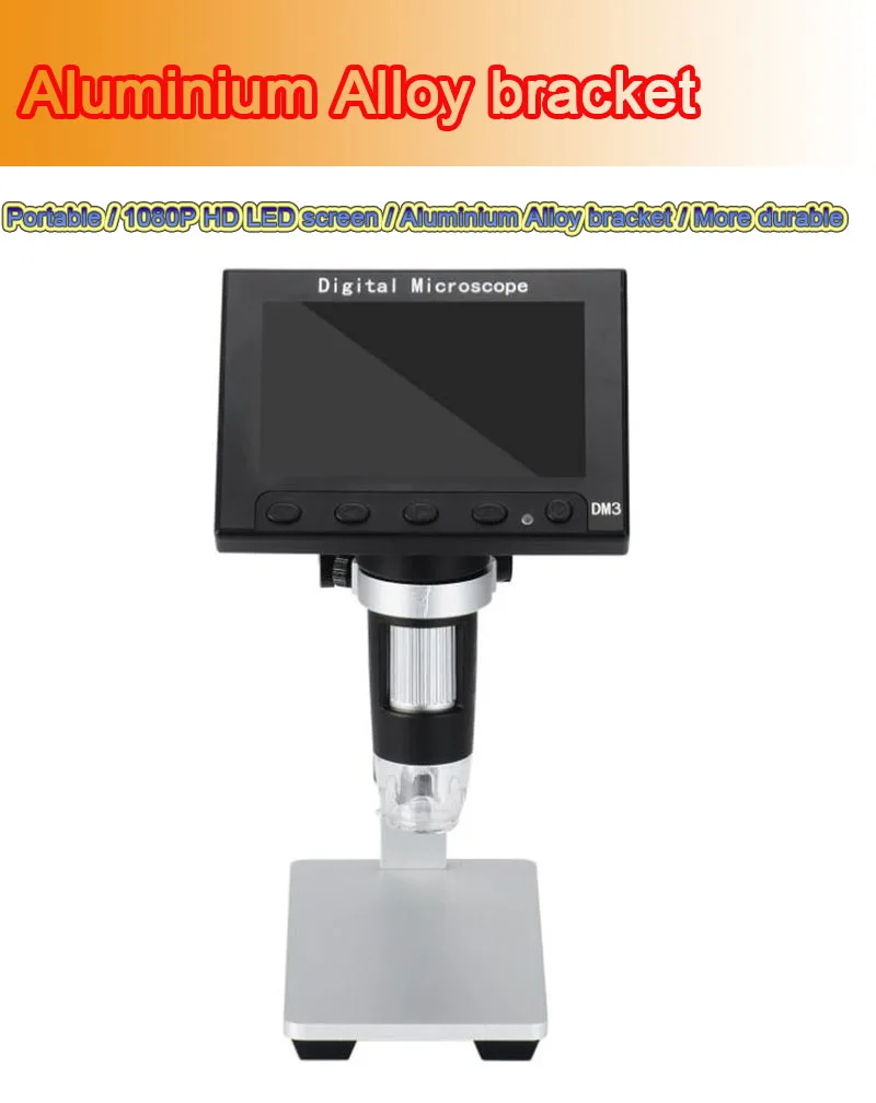 microscope with metal bracket