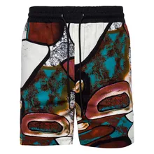 Летний спортивный Для мужчин быстросохнущие шорты-бермуды для катания на скейтборде, штаны-шаровары модные Спортивные шорты Высокое качество Черный Принт Мужские Шорты для купания N20