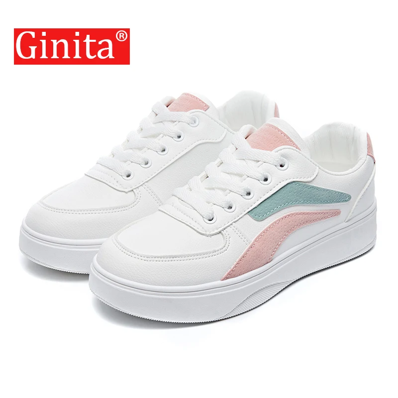 

Ginita Spring Women Footwear PU Leather Flats Casual Shoes White Student Slip On Loafers Shoes Ladies Female Woman