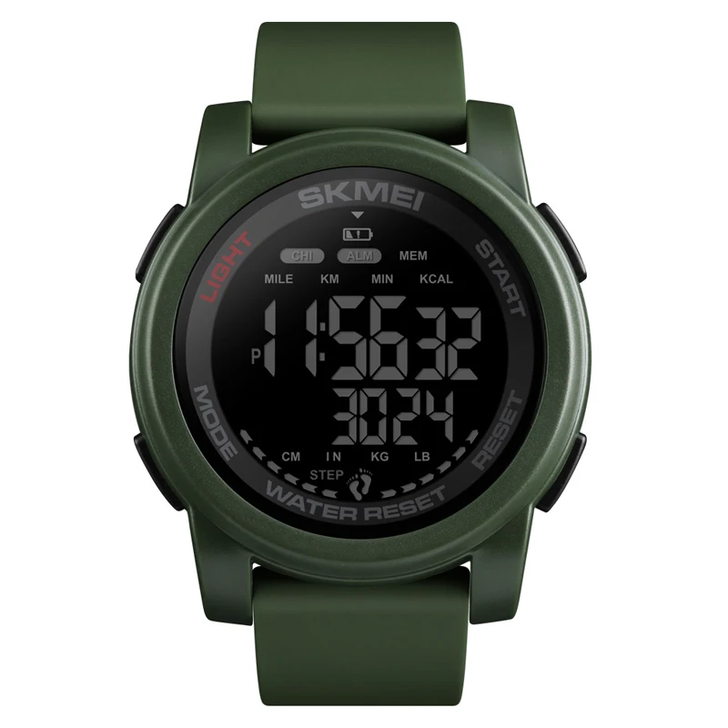 Брендовые мужские часы Роскошные калории шагомер спортивные наручные часы водонепроницаемый светящийся электронный браслет мужские военные часы SKMEI - Цвет: Green black