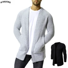 Высокое качество мода осень мужские кардиган с v-образным вырезом вязаные свитера пальто повседневная мужская вязаная одежда толстые мужские зимние