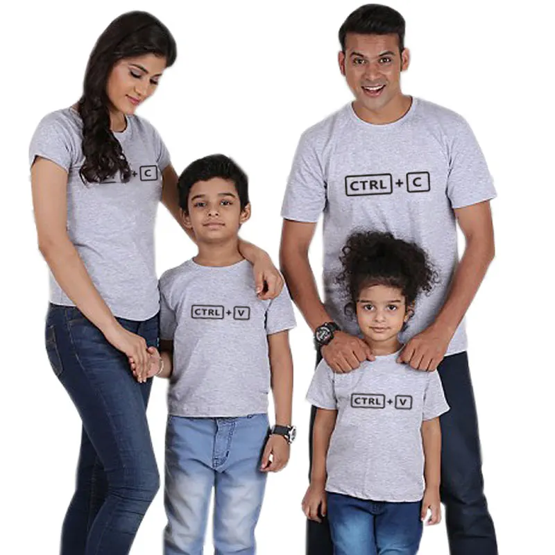 Ctrl+ c/Одинаковая одежда для семьи футболка для мамы и дочки модная одежда для мамы и дочки одежда для папы и сына - Цвет: Gray