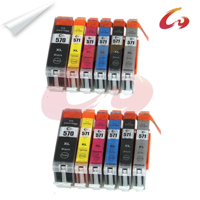 12 шт. чернила для Canon 570 571 pgi-570 PGBK cli-571 совместимый картридж с чернилами PIXMA mg7750 mg7751