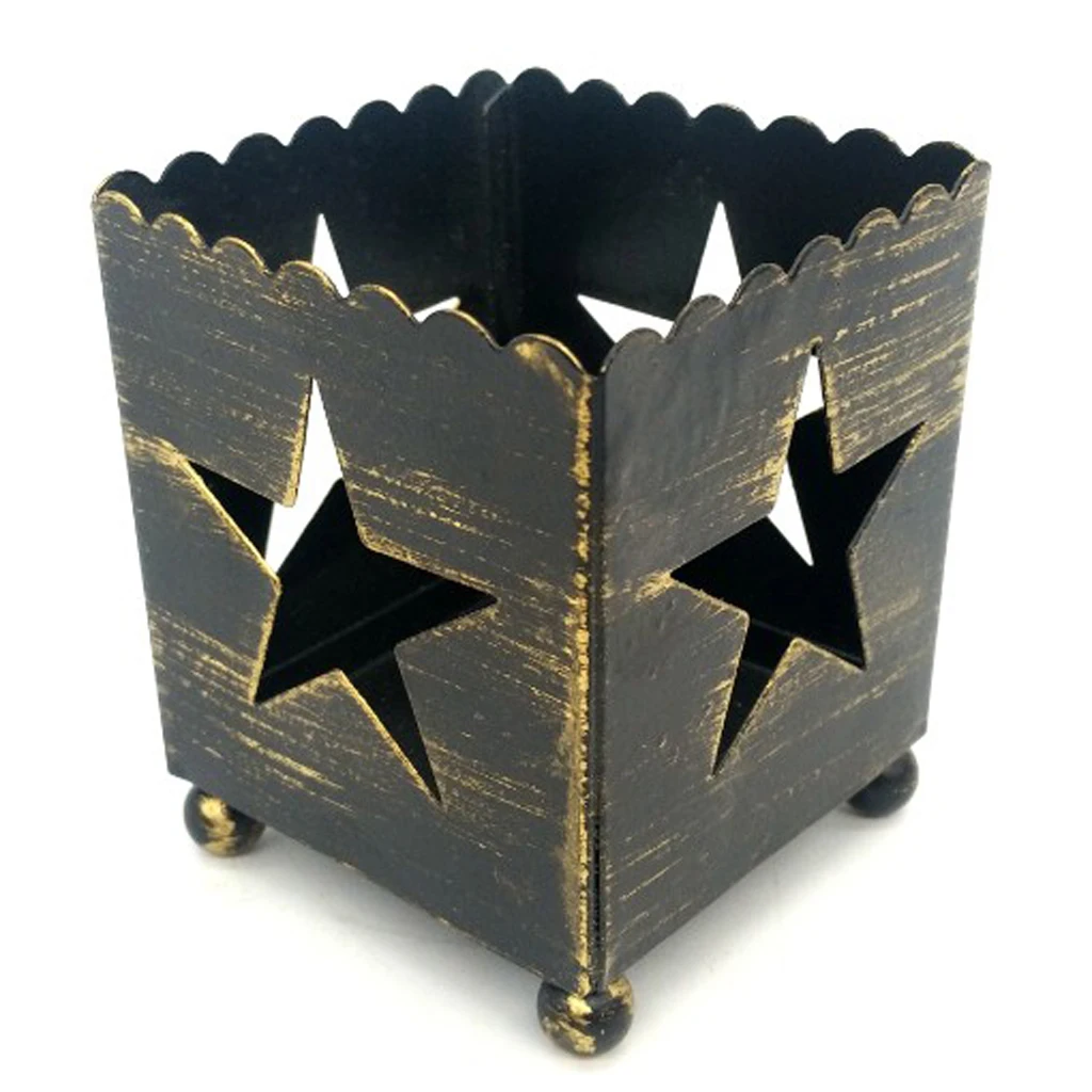 Mini 5x6.5x5.5CM Vintage Wrought Iron Christmas Candle Holder Hollow Star Tree Tree Heart Home Party Decoration