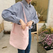 Модная однотонная Холщовая Сумка для покупок, женская сумка на одно плечо, сумки, Эко сумки для покупок, женские повседневные складные сумки