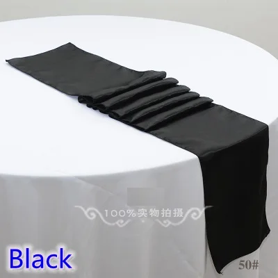 

Black Colour Table runner satin shiny colour table decoration wedding hotel party show table runner cheap table runner