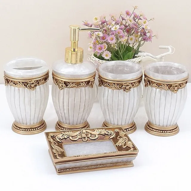 Aliexpress Homestia 5pcs Luxury Roman Resin Bathroom Set Homestia 5pcs Luxury Roman Resin Bathroom Set Lotion Shampoo Dispenser Tumbler Toothbrush Holder Soap Accessories