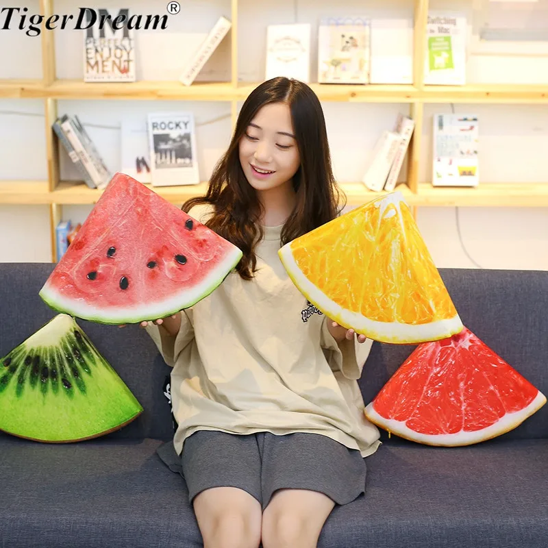 Creative Soft Watermelon Kiwi Orange Grapefruit Sleeping Pillows Stuffed Fruit Cushions Children's Room Decoration Toys 4 Style