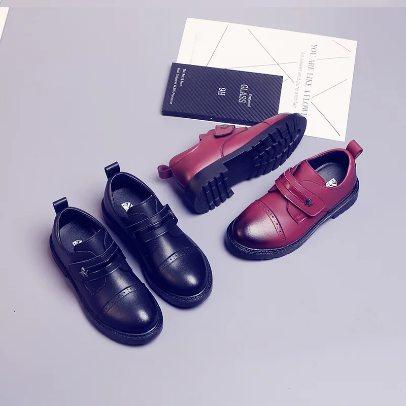 

2018 Spring Autumn New Leather Black Performance Student Boys Girls Shoes Fashion Casual Kids Shoes