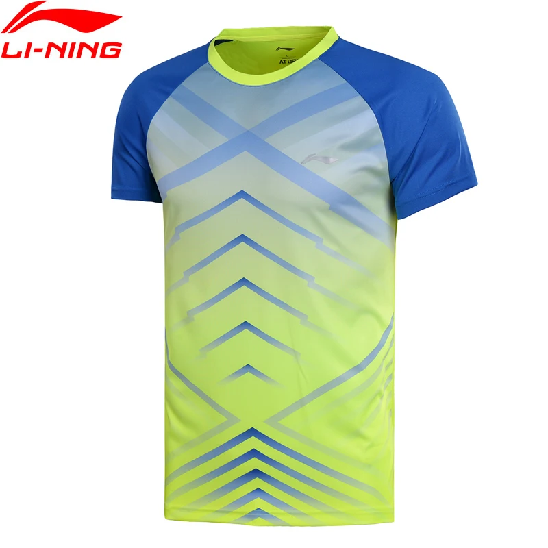 Li-Ning мужские футболки для бадминтона на сухой соревновании Топ Фитнес комфорт теннисная футболка подкладка Спортивная футболка AAYN029 CAMJ18