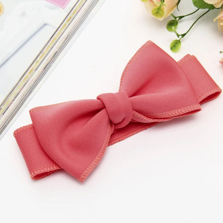 Fashion kids infant child girls head wraps tiara elastic ribbon headband satin big bows headwrap hair bands Accessories For Party (14)