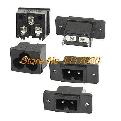 2 Pcs PCB Mount US Plug 3 Pcs Male Plug IEC320 C6 AC Power Inlet Socket