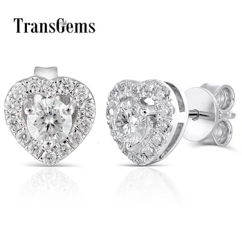 

Genuine 10K White Gold Post 0.78CTW Center 4mm H Nearly Colorless Moissanite Halo Stud Earring Silver Push Back