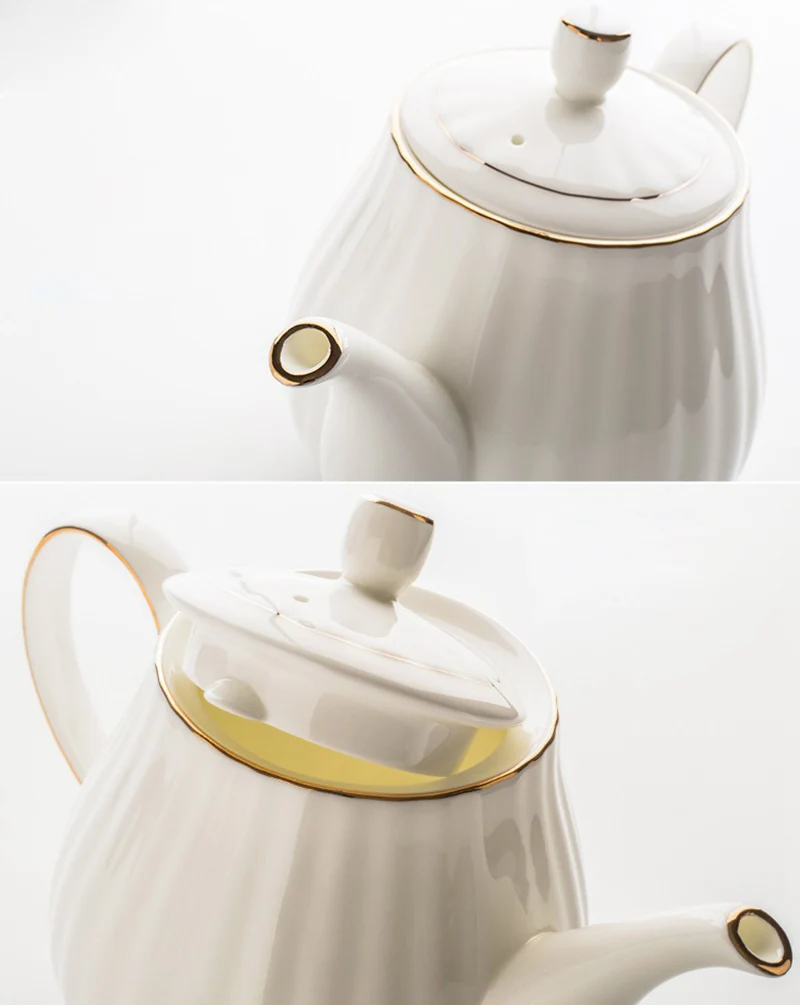 Европейский стиль, кофейник, кувшин, изящная керамическая чайная горшка, 1л, полосатый, ручная роспись, Золотая кость, китайский чайник с фильтром, холодный чайник