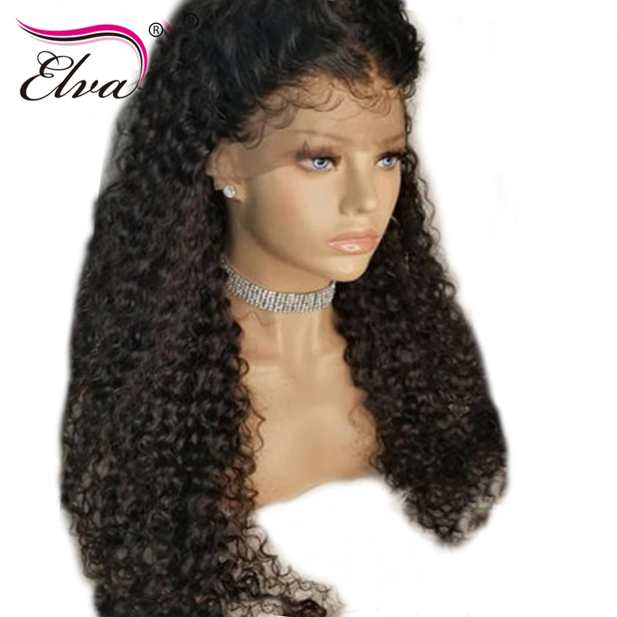 Elva Волосы Кудрявые полностью кружевные человеческие волосы парики бразильские волосы remy полностью кружевные парики предварительно выщипанные с детскими волосами отбеленные узлы 8-26 дюймов