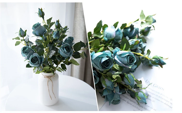 JAROWN Artificial Flowers Silk Rose Continental Retro Fake Flower Home Decoration Wedding DIY Decoration Flores (19)